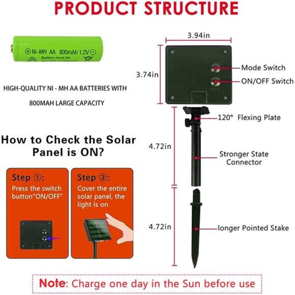 2 Pack Solar String Lights Outdoor, 39.4 FT 120 LED, 8 Modes - Picture 6 of 7